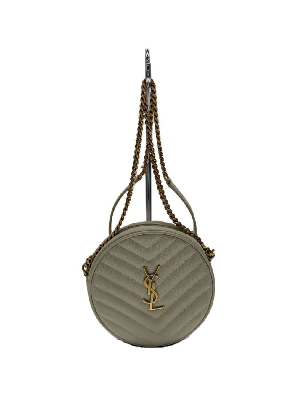 Saint Laurent Vinyl Chain Shoulder Bag Leather White